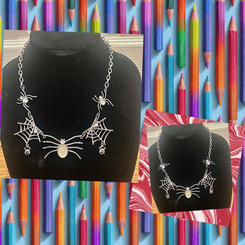 Silver Spider Web Necklace